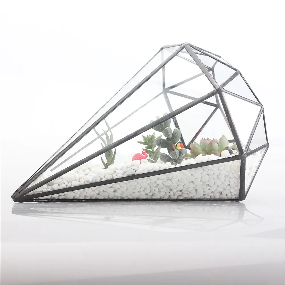 Handmade Glass Terrarium Geometric Succulents Planter Indoor Plant Flowerpot Octahedral Tabletop Bonsai Pot Garden Decoration 16