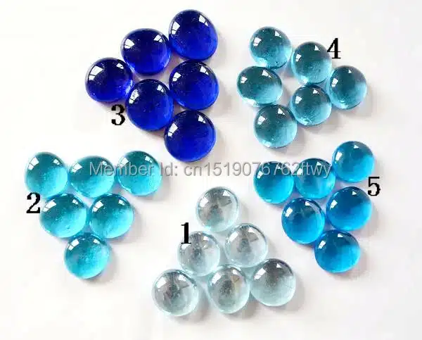 BLue Glass Craft Gift 80 pcs Flat Glitter Beads Pebble Stones For Vase Fish Tank Garden Decoration Decorative Glass Marble Stone 9