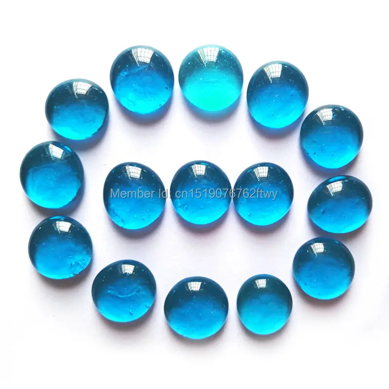 BLue Glass Craft Gift 80 pcs Flat Glitter Beads Pebble Stones For Vase Fish Tank Garden Decoration Decorative Glass Marble Stone 10