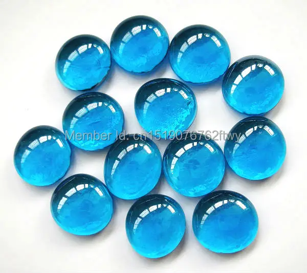 BLue Glass Craft Gift 80 pcs Flat Glitter Beads Pebble Stones For Vase Fish Tank Garden Decoration Decorative Glass Marble Stone 11