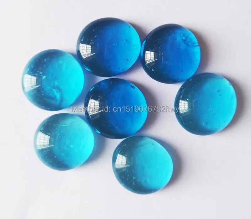 BLue Glass Craft Gift 80 pcs Flat Glitter Beads Pebble Stones For Vase Fish Tank Garden Decoration Decorative Glass Marble Stone 12