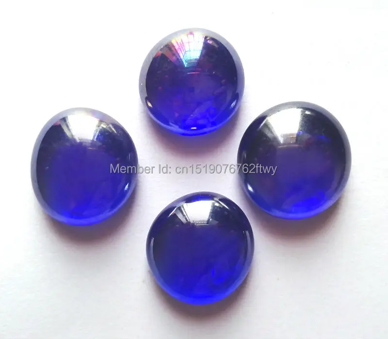 BLue Glass Craft Gift 80 pcs Flat Glitter Beads Pebble Stones For Vase Fish Tank Garden Decoration Decorative Glass Marble Stone 15