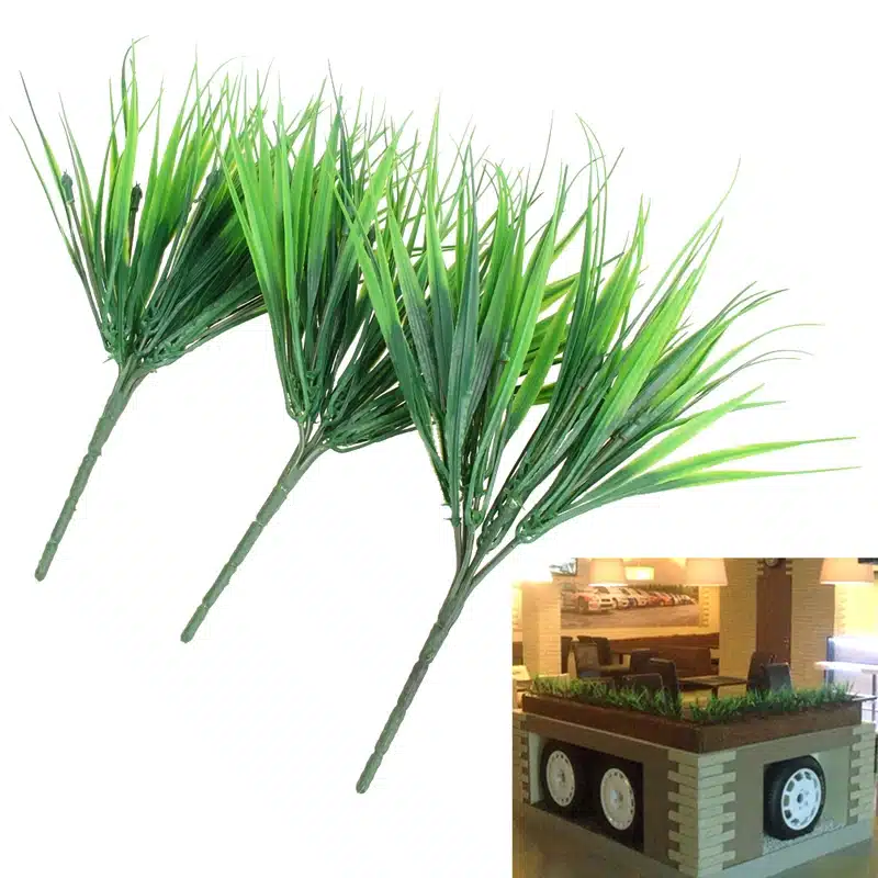 10Pcs Artificial Plants Green Grass Plastic Plant Artificial Grass Desktop Decor Grass for Garden Outdoor Decoration Fake Plants 16