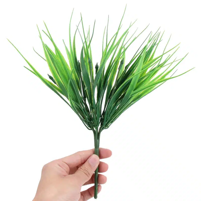 10Pcs Artificial Plants Green Grass Plastic Plant Artificial Grass Desktop Decor Grass for Garden Outdoor Decoration Fake Plants 17