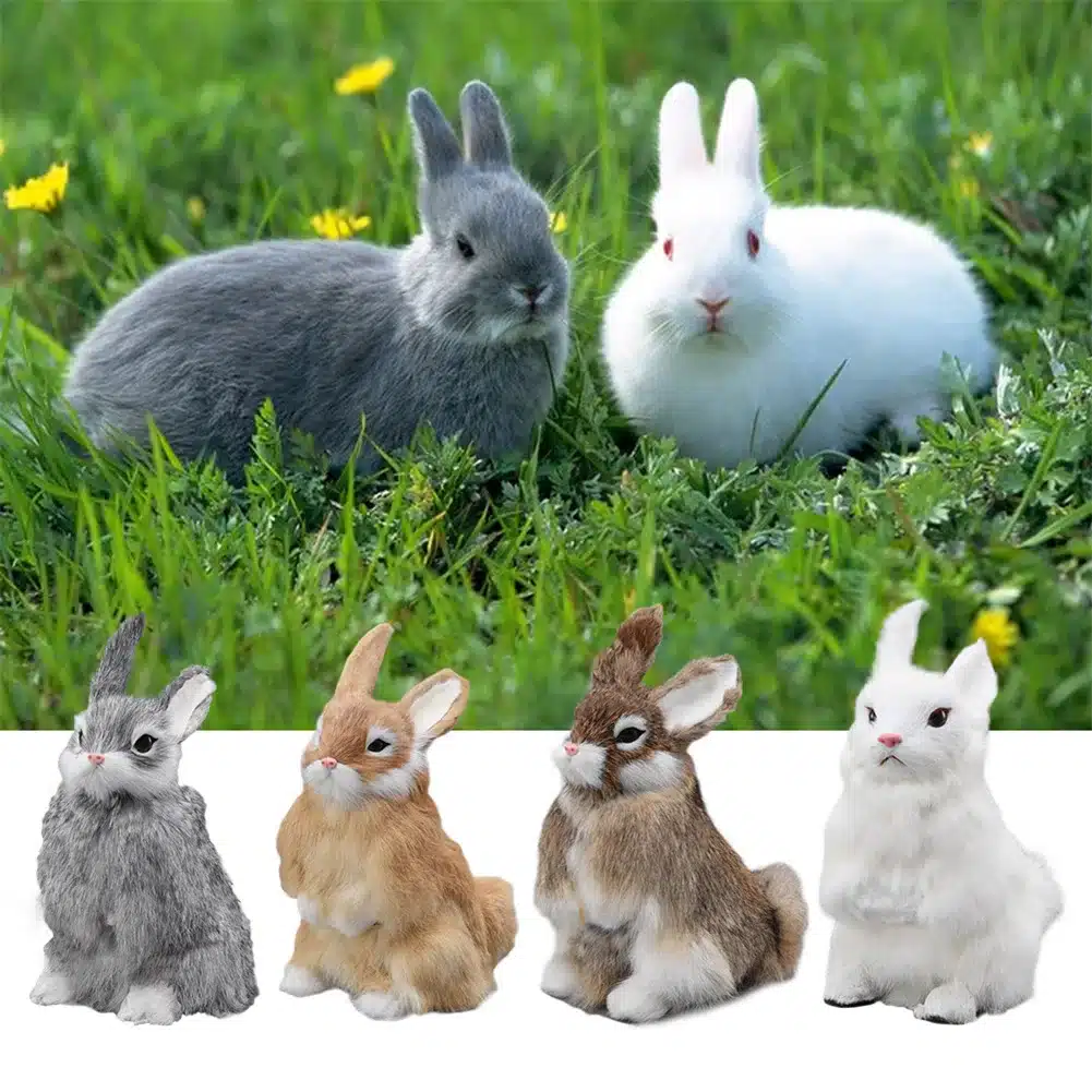 Cute Animal Easter Bunny Simulation Furry Squatting Lifelike Rabbit Christmas Birthday Gifts Home Garden Ornaments Decoration 2