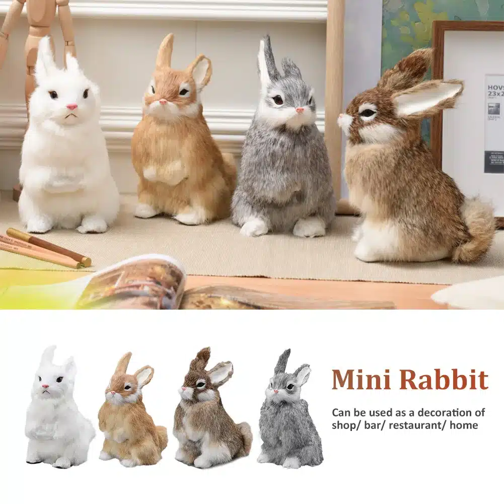 Cute Animal Easter Bunny Simulation Furry Squatting Lifelike Rabbit Christmas Birthday Gifts Home Garden Ornaments Decoration 3
