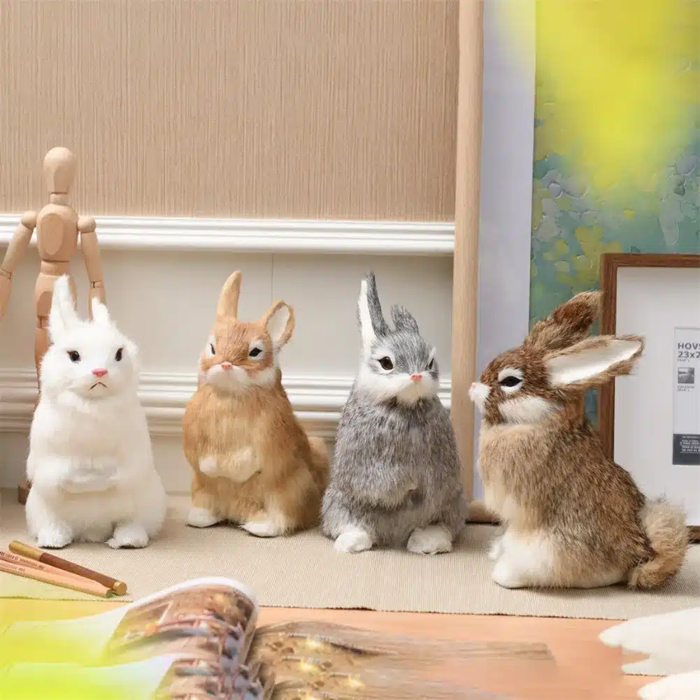 Cute Animal Easter Bunny Simulation Furry Squatting Lifelike Rabbit Christmas Birthday Gifts Home Garden Ornaments Decoration 5