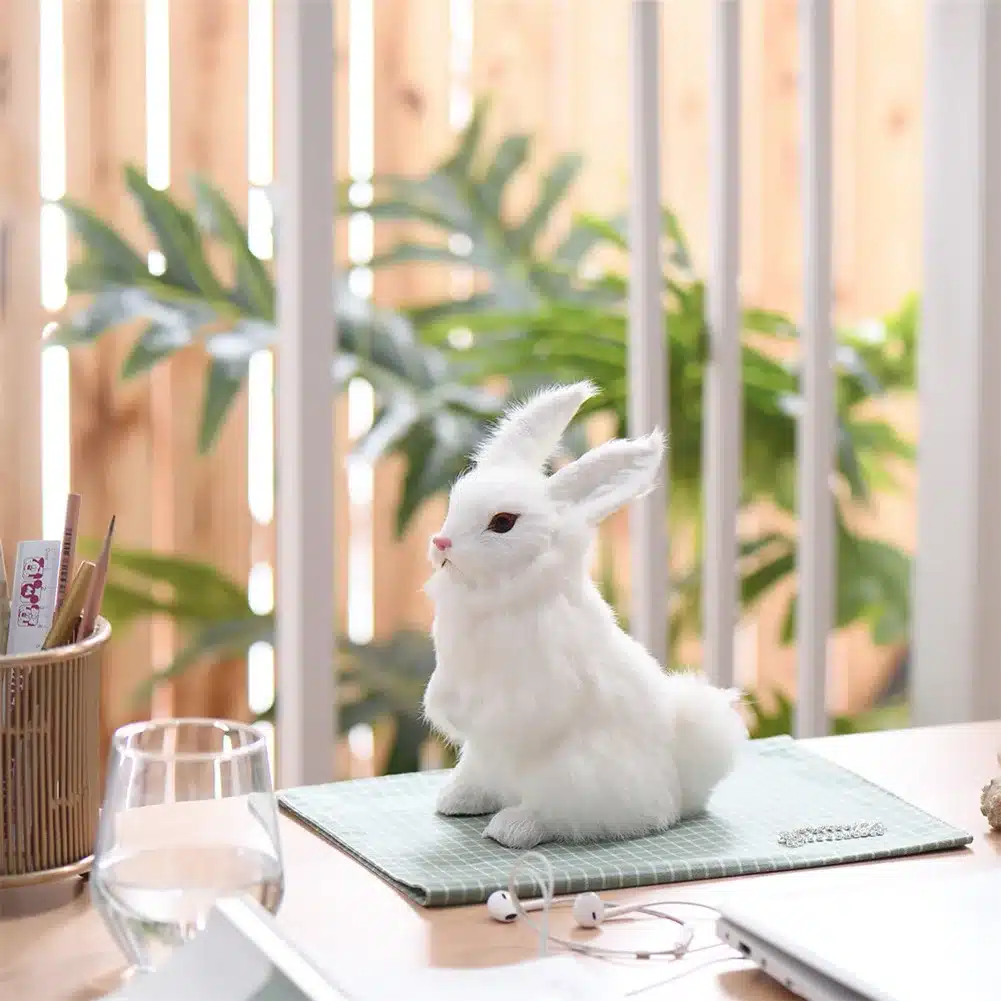 Cute Animal Easter Bunny Simulation Furry Squatting Lifelike Rabbit Christmas Birthday Gifts Home Garden Ornaments Decoration 6