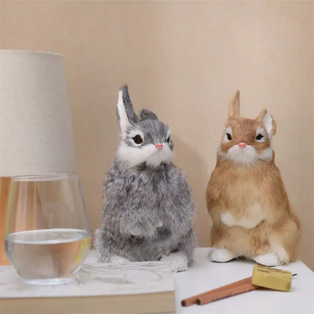 Cute Animal Easter Bunny Simulation Furry Squatting Lifelike Rabbit Christmas Birthday Gifts Home Garden Ornaments Decoration 7