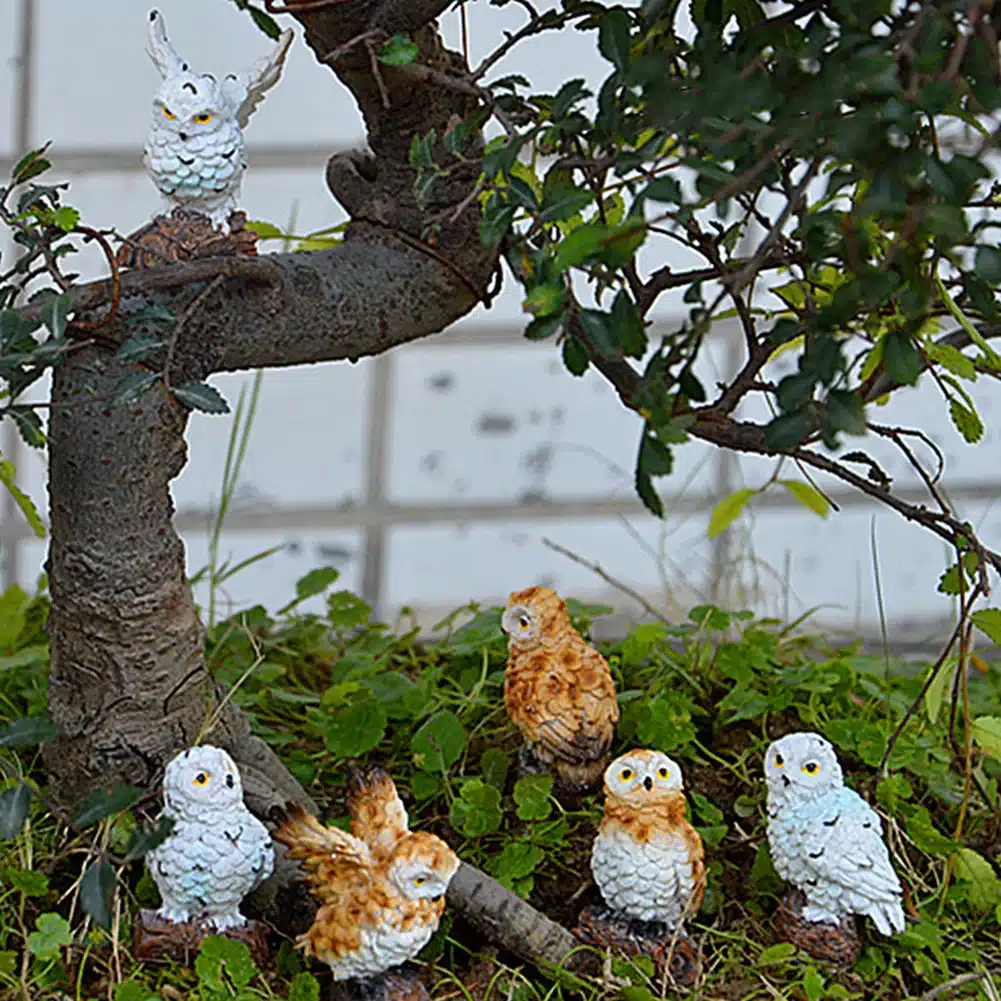 Gardening Decoration Micro-Landscape Mini Simulated Owl Model Garden Ornaments Garden Yard Stand Animal Miniature 18