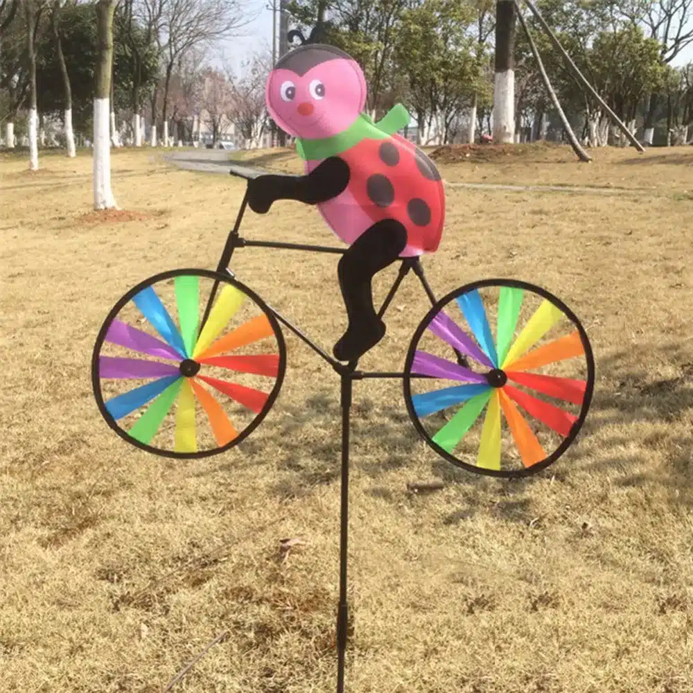 Cute 3D Animal on Bike Windmill Whirligig Garden Lawn Yard Decor Wind Spinner 11