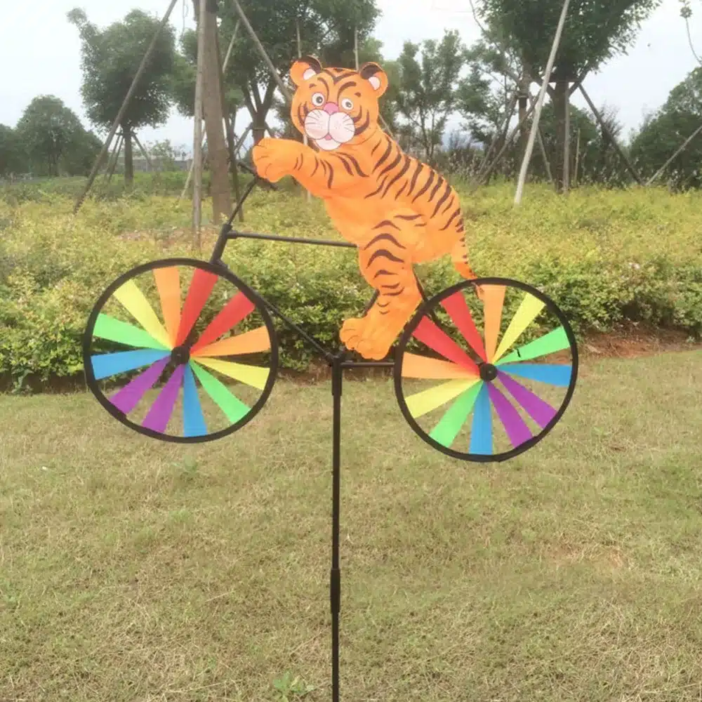 Cute 3D Animal on Bike Windmill Whirligig Garden Lawn Yard Decor Wind Spinner 12
