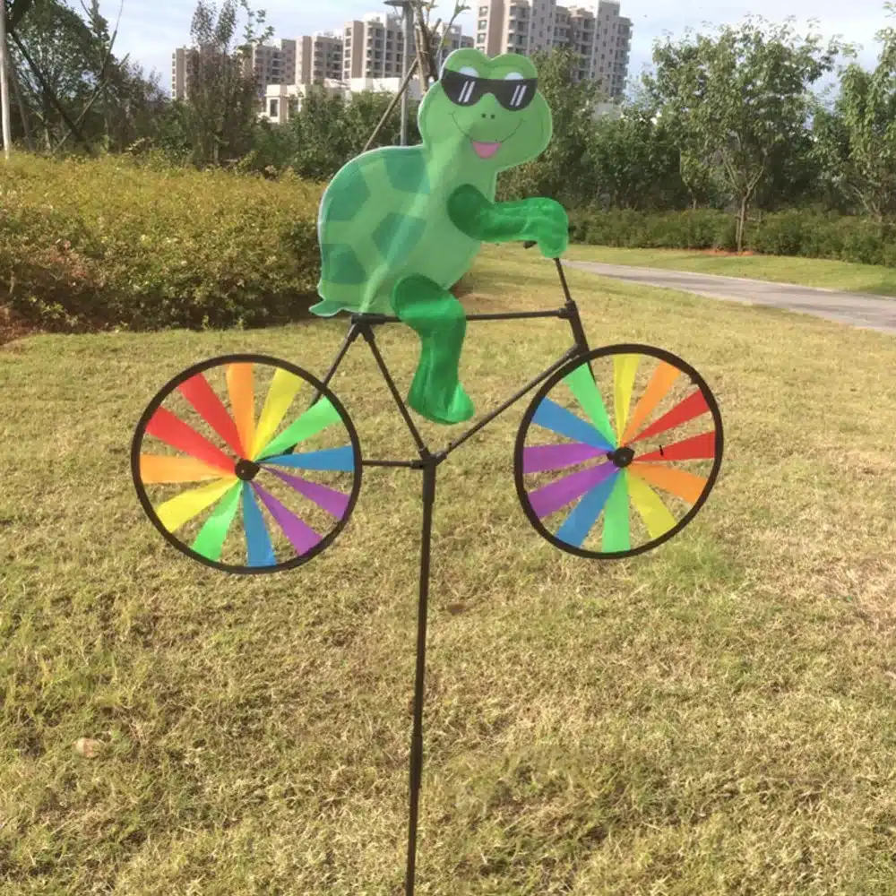 Cute 3D Animal on Bike Windmill Whirligig Garden Lawn Yard Decor Wind Spinner 15
