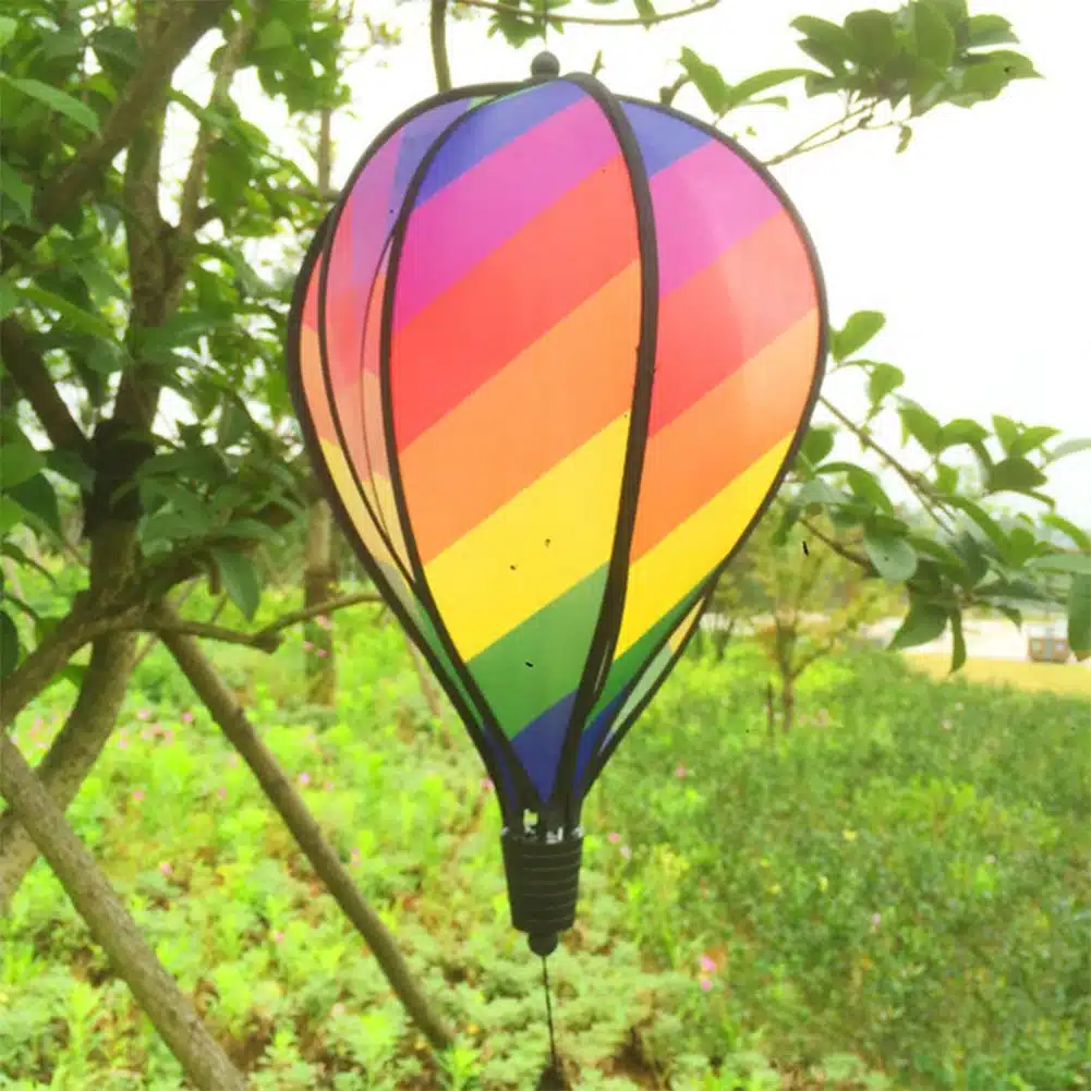 Color Windsock Striped Hot Air Balloon Wind Spinner Yard Garden Decor Decorative Stakes Outdoor Wind Spinners 4