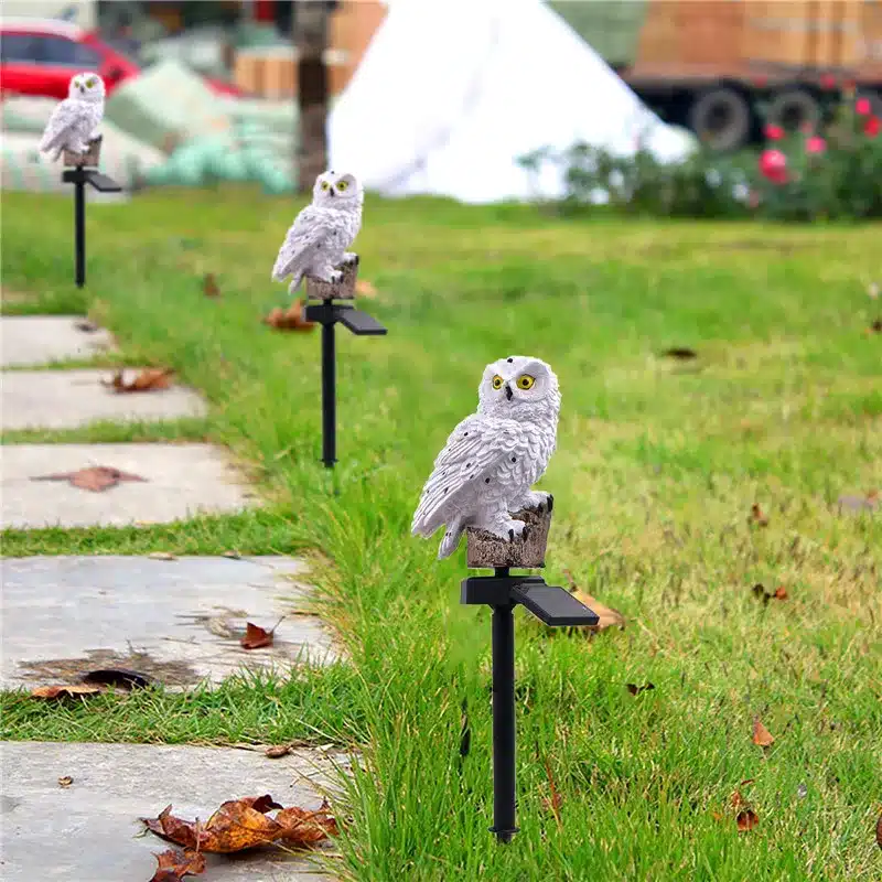 2PCS Owl Solar Light Fake Owl Night On and Sunrise Off Waterproof Outdoor Solar Powered LED Path Lawn Yard Garden Lamps 14