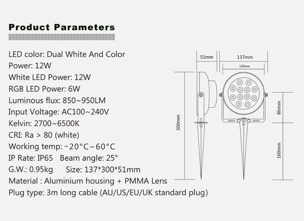 GLEDOPTO ZIGBEE light link LED garden lamp outdoor light 12W RGB CCT warm white AC110-240V work with Amazon alexa echo ZIGBEE3.0 11