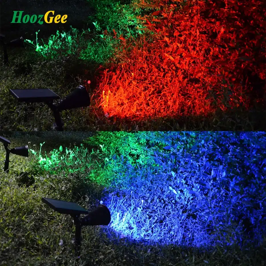 HoozGee 7 LED Spotlight Lawn Outdoor Garden Lamp Solar Panel Power Adjustable Wall Flood Lights Yard Waterproof 7 Colour in 1 11