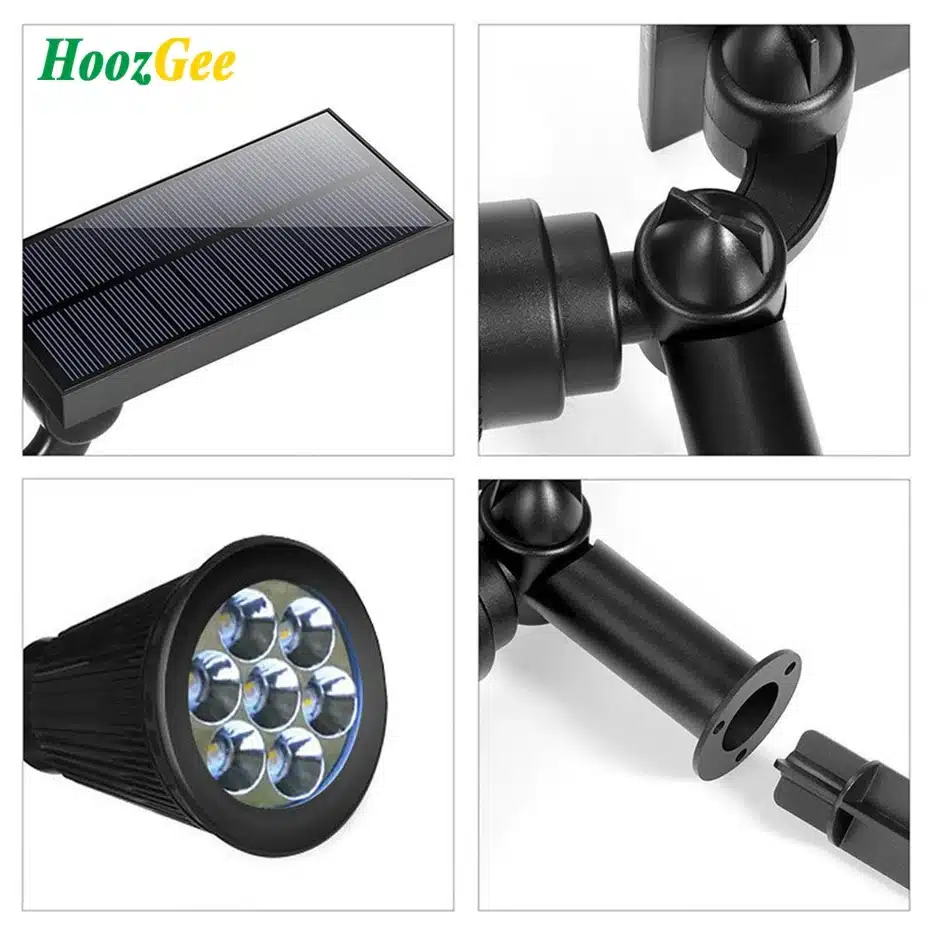 HoozGee 7 LED Spotlight Lawn Outdoor Garden Lamp Solar Panel Power Adjustable Wall Flood Lights Yard Waterproof 7 Colour in 1 17