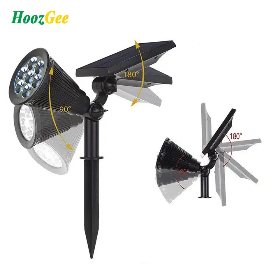 HoozGee 7 LED Spotlight Lawn Outdoor Garden Lamp Solar Panel Power Adjustable Wall Flood Lights Yard Waterproof 7 Colour in 1 19