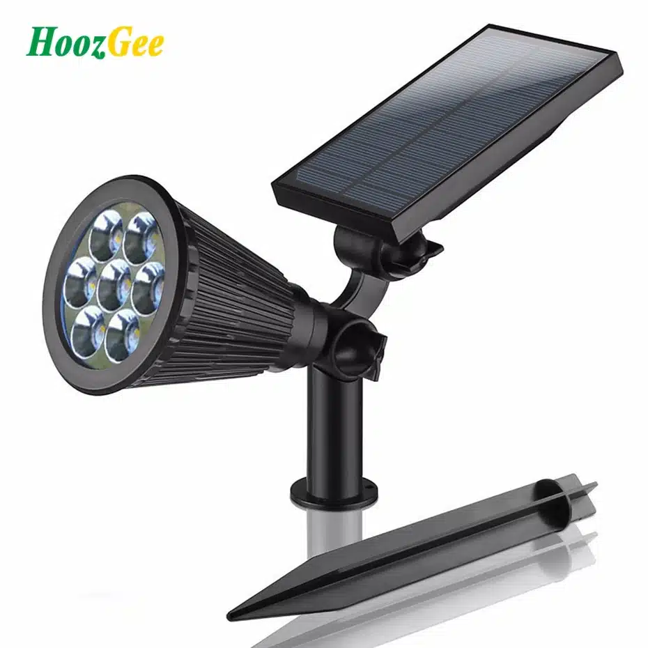 HoozGee 7 LED Spotlight Lawn Outdoor Garden Lamp Solar Panel Power Adjustable Wall Flood Lights Yard Waterproof 7 Colour in 1 20