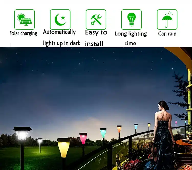 TAMPROAD LED Seven Colors Solar Lawn Lamp Outdoor Plug Garden Lamp Waterproof Landscape Lights garden lights outdoor solar light 12