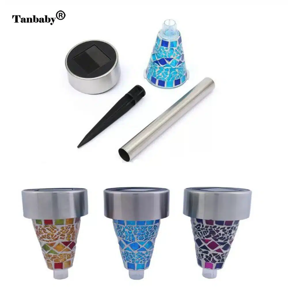 Tanbaby 3pcs/Lot Solar panel LED Mosaic Light IP65 Landscape Garden lamp Yard Path Lawn Solar Lamps Light solar powered 4