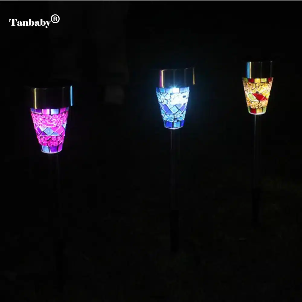 Tanbaby 3pcs/Lot Solar panel LED Mosaic Light IP65 Landscape Garden lamp Yard Path Lawn Solar Lamps Light solar powered 8