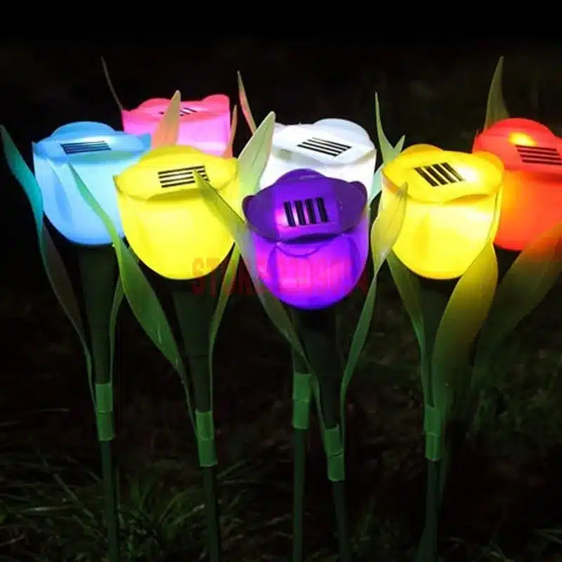 4PCS/Lot Waterproof IP65 Outdoor Garden Lawn Light Solar Tulip Flower Light Powered LED Lawn Lamps Flower Lamp Drop Shipping 7