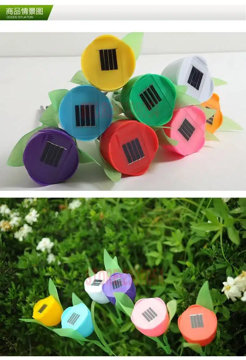4PCS/Lot Waterproof IP65 Outdoor Garden Lawn Light Solar Tulip Flower Light Powered LED Lawn Lamps Flower Lamp Drop Shipping 9