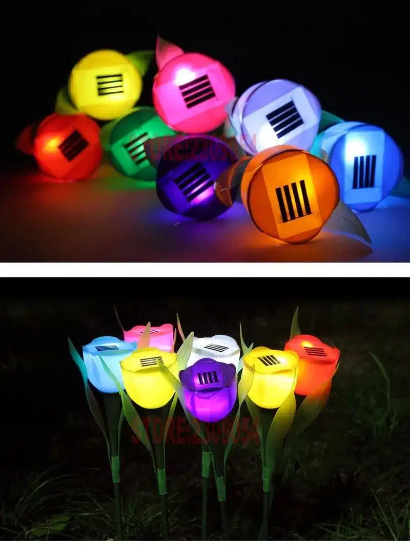 4PCS/Lot Waterproof IP65 Outdoor Garden Lawn Light Solar Tulip Flower Light Powered LED Lawn Lamps Flower Lamp Drop Shipping 10
