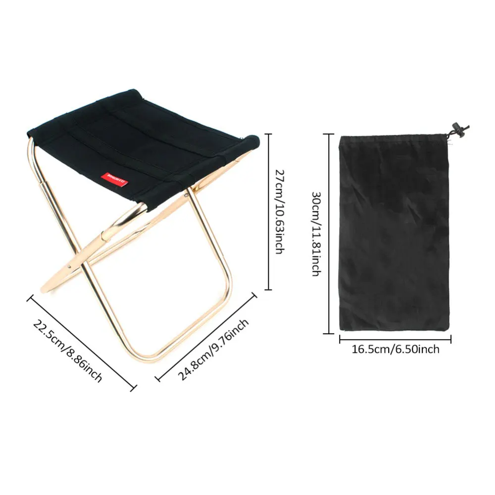 Lightweight Garden Chairs Outdoor Portable Fishing Folding Camping Chair 7075 Al Train Travelling Ultralight Black Small Seat 2