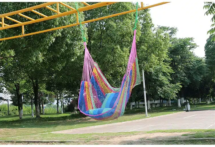 Garden balcony Breathable Ice Mesh Hammock Outdoor Swing Chair Indoor Safety Portable Lightweight Patio Swings with pillow HW04 9