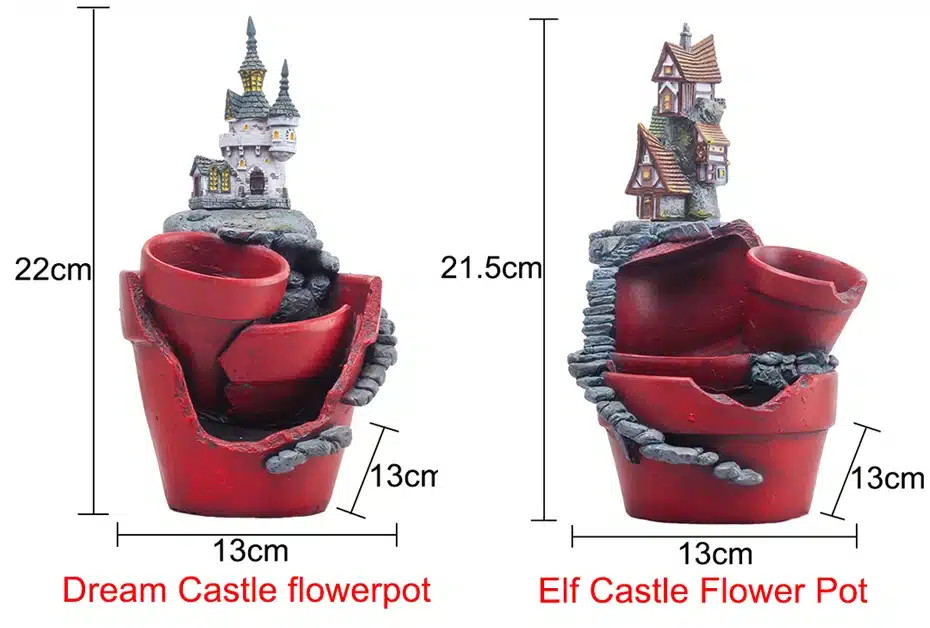 Creative Castle House Shaped Resin Garden Pot New Novelty Bonsai Plant Flower Pot for Rural House Planter Office Desk Decoration 3