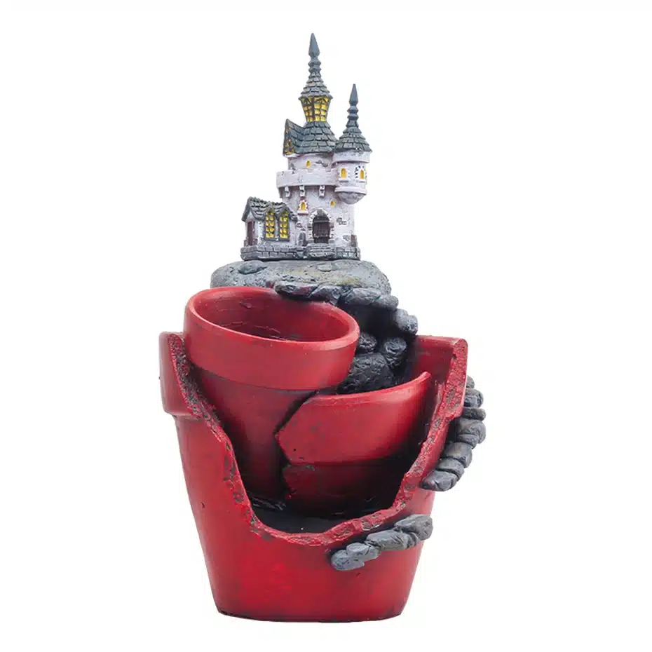 Creative Castle House Shaped Resin Garden Pot New Novelty Bonsai Plant Flower Pot for Rural House Planter Office Desk Decoration 5