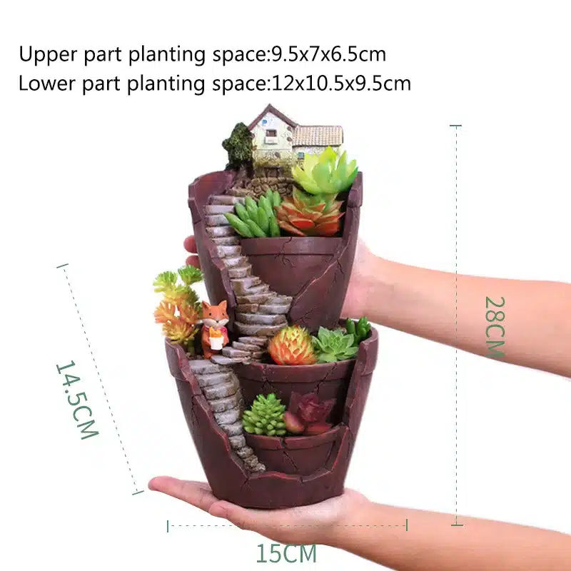 2018 Home Decoration Creative Resin House Shaped Garden Pot Bonsai Plant Flower Pots for Succulent Planter Retro Desktop Potted 2