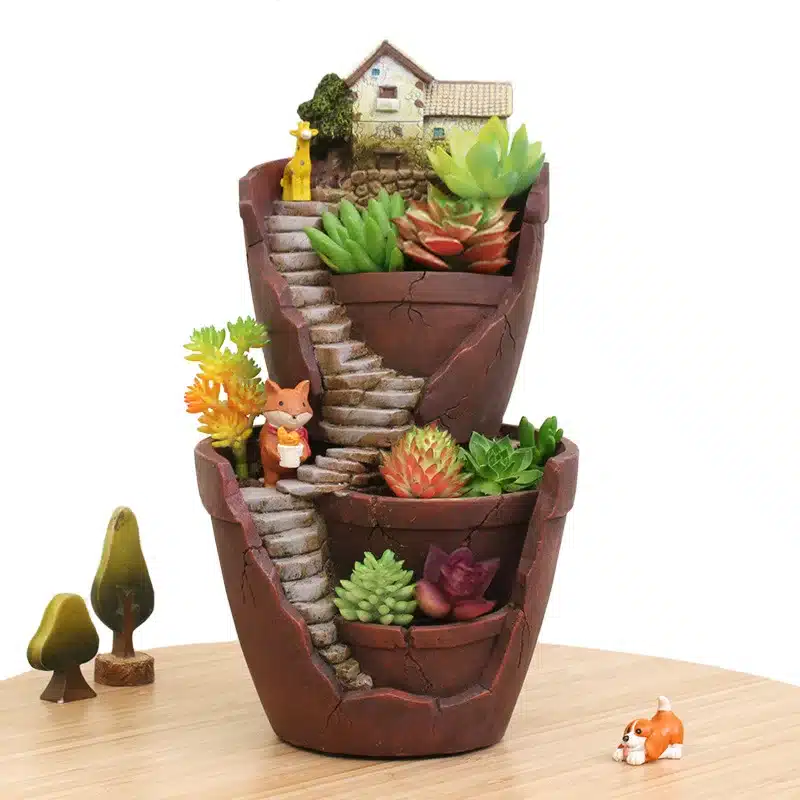 2018 Home Decoration Creative Resin House Shaped Garden Pot Bonsai Plant Flower Pots for Succulent Planter Retro Desktop Potted 8