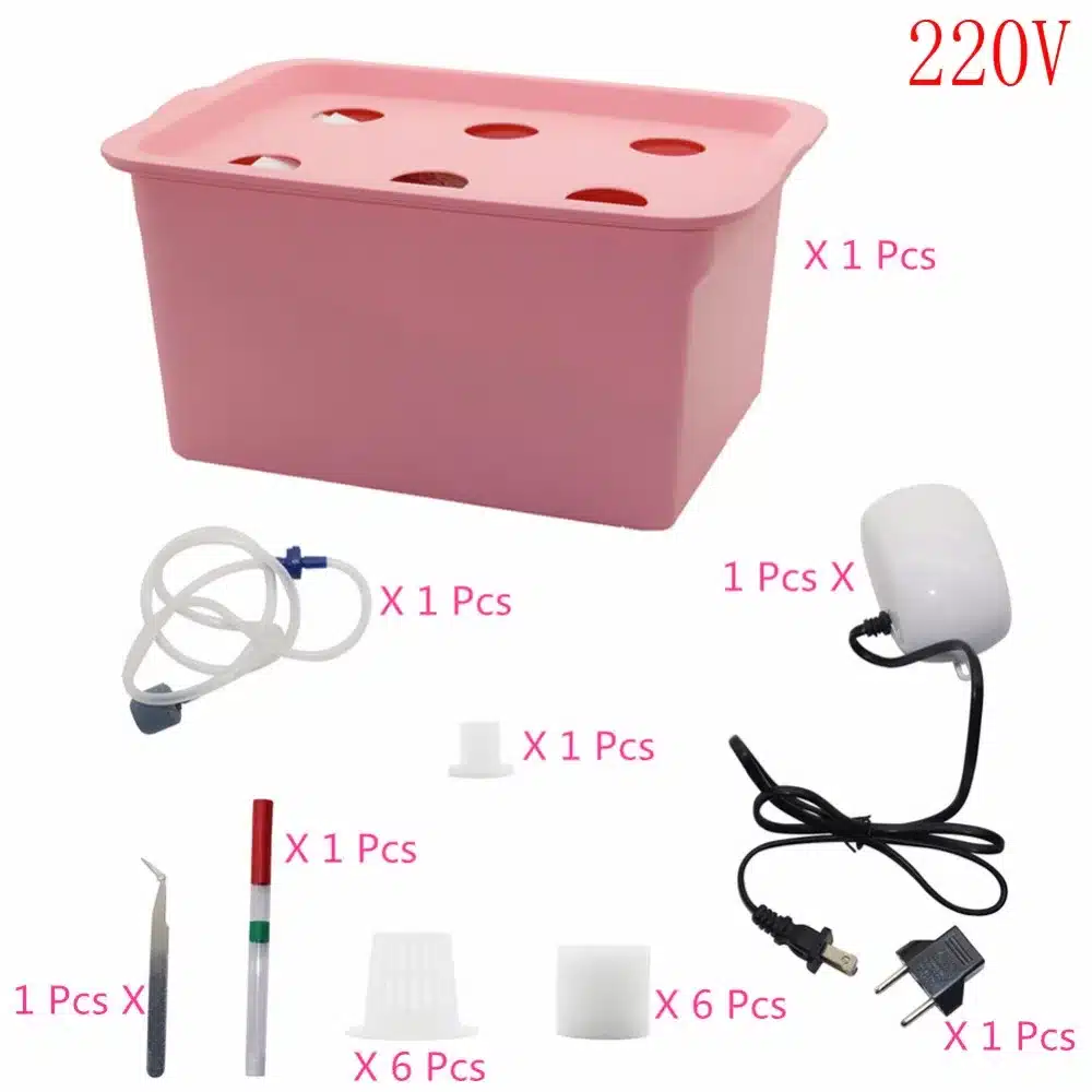 6 Holes Plant Site Hydroponic System Indoor Garden Cabinet Box Grow Kit Bubble Garden Pots Planter Nursery Pot 220V/110V 1 Set 6