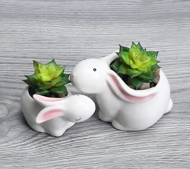 YeFine Creative Cartoon Rabbit Ceramic Gardening Flowerpot Green Plant Pot Fleshy Garden Pot Culture Fashion Home Decoration 10