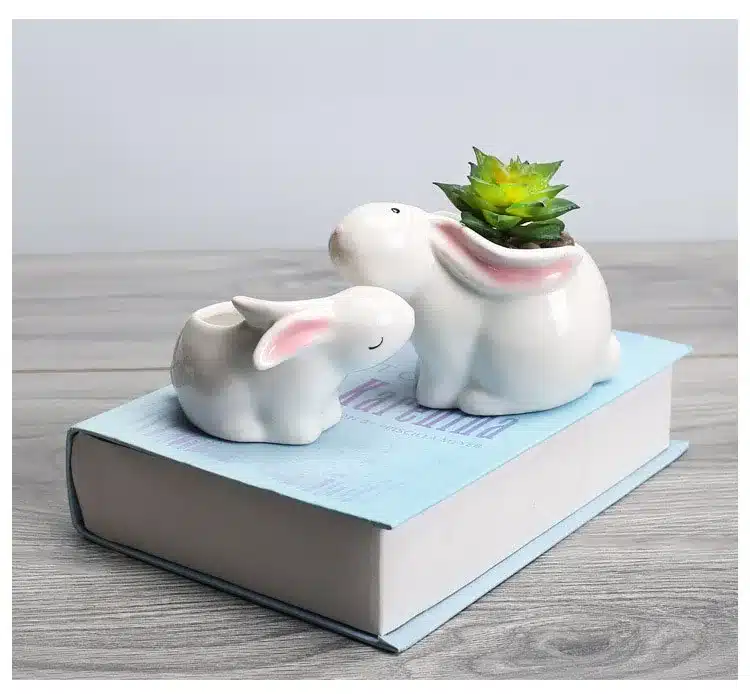YeFine Creative Cartoon Rabbit Ceramic Gardening Flowerpot Green Plant Pot Fleshy Garden Pot Culture Fashion Home Decoration 11