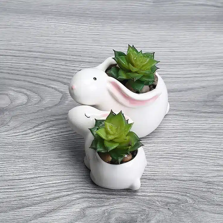 YeFine Creative Cartoon Rabbit Ceramic Gardening Flowerpot Green Plant Pot Fleshy Garden Pot Culture Fashion Home Decoration 16