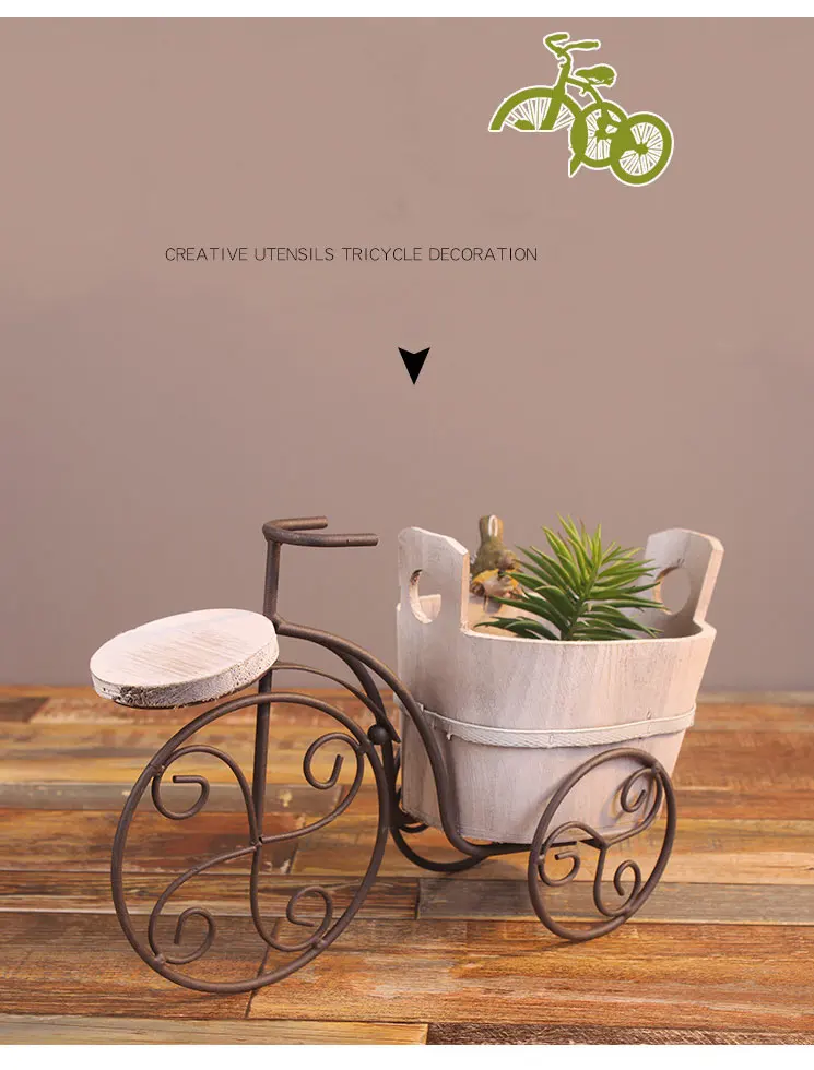 European Wrought Iron Bicycle Flower Stand Flower Pot Creative Craft Desktop Planter Garden Pots Garden Supplies Home Decoration 1