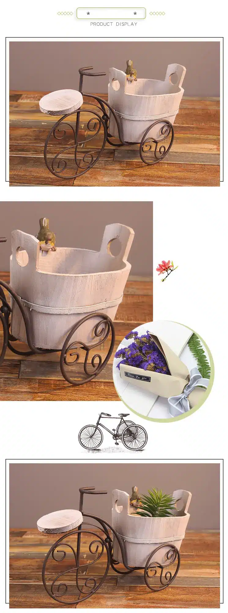 European Wrought Iron Bicycle Flower Stand Flower Pot Creative Craft Desktop Planter Garden Pots Garden Supplies Home Decoration 2