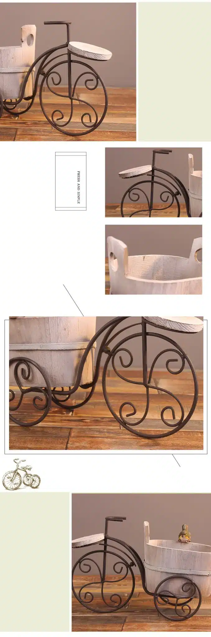 European Wrought Iron Bicycle Flower Stand Flower Pot Creative Craft Desktop Planter Garden Pots Garden Supplies Home Decoration 3