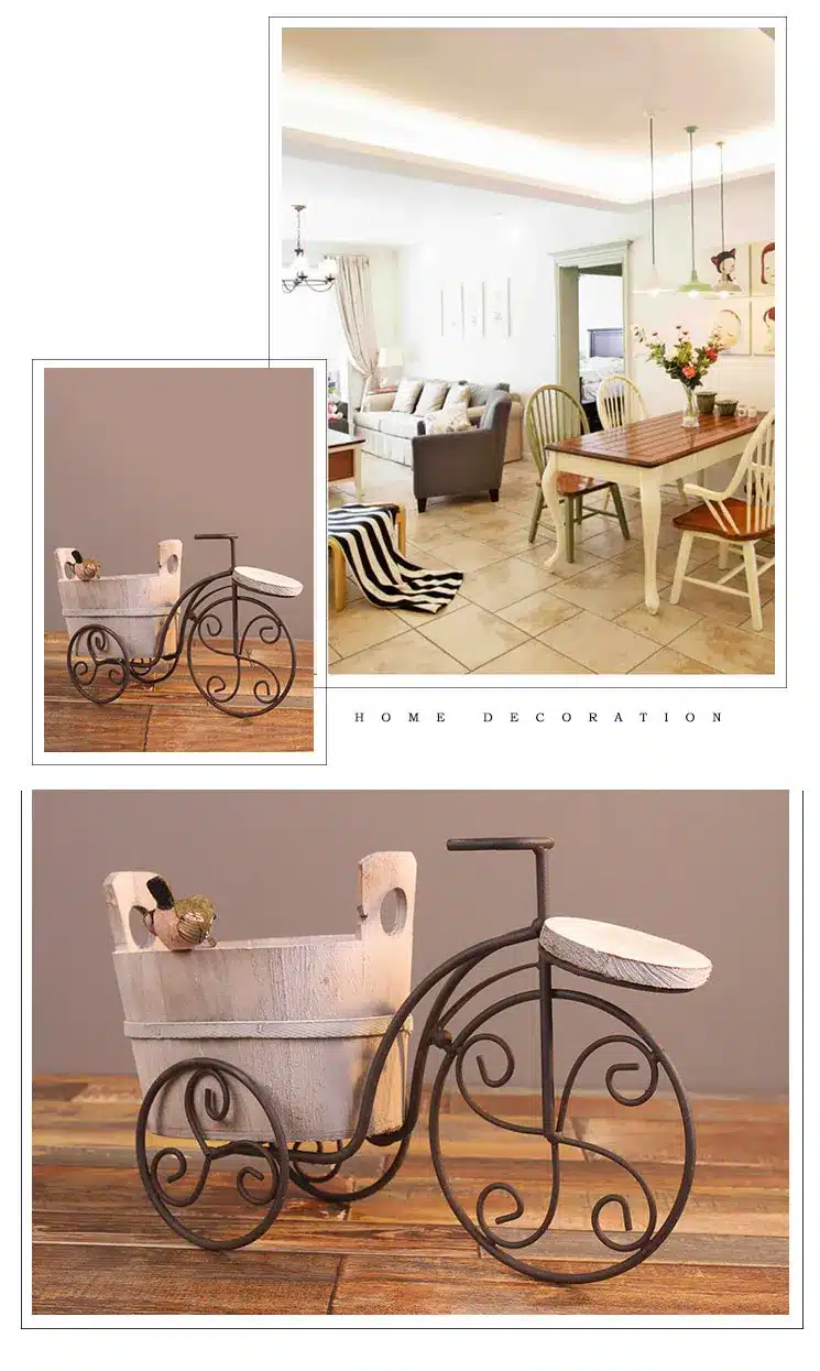European Wrought Iron Bicycle Flower Stand Flower Pot Creative Craft Desktop Planter Garden Pots Garden Supplies Home Decoration 4