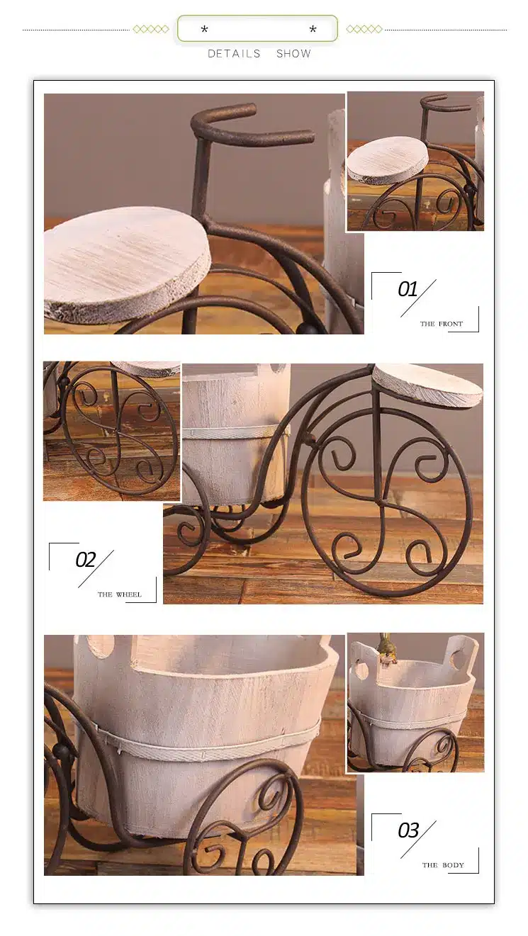 European Wrought Iron Bicycle Flower Stand Flower Pot Creative Craft Desktop Planter Garden Pots Garden Supplies Home Decoration 5