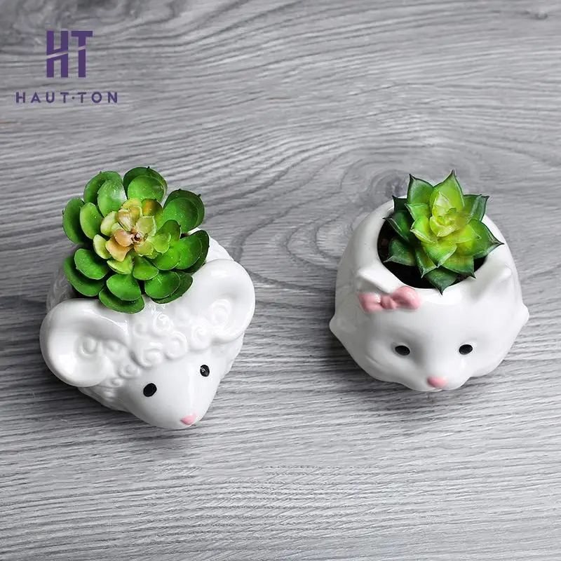Ceramic Flower Pot Succulent Plants Cute Cat Sheep Shape Planter Pot Home Decor Garden Pots Planters F 3