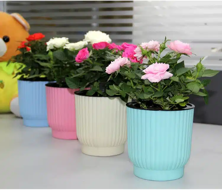 WHISM Plastic Self-watering Flower Pot Indoor Green Plant Pot Desktop Garden Pots Automatic Water Absorption Flower Planter 18