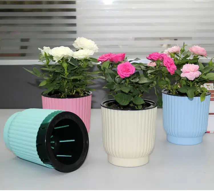 WHISM Plastic Self-watering Flower Pot Indoor Green Plant Pot Desktop Garden Pots Automatic Water Absorption Flower Planter 19