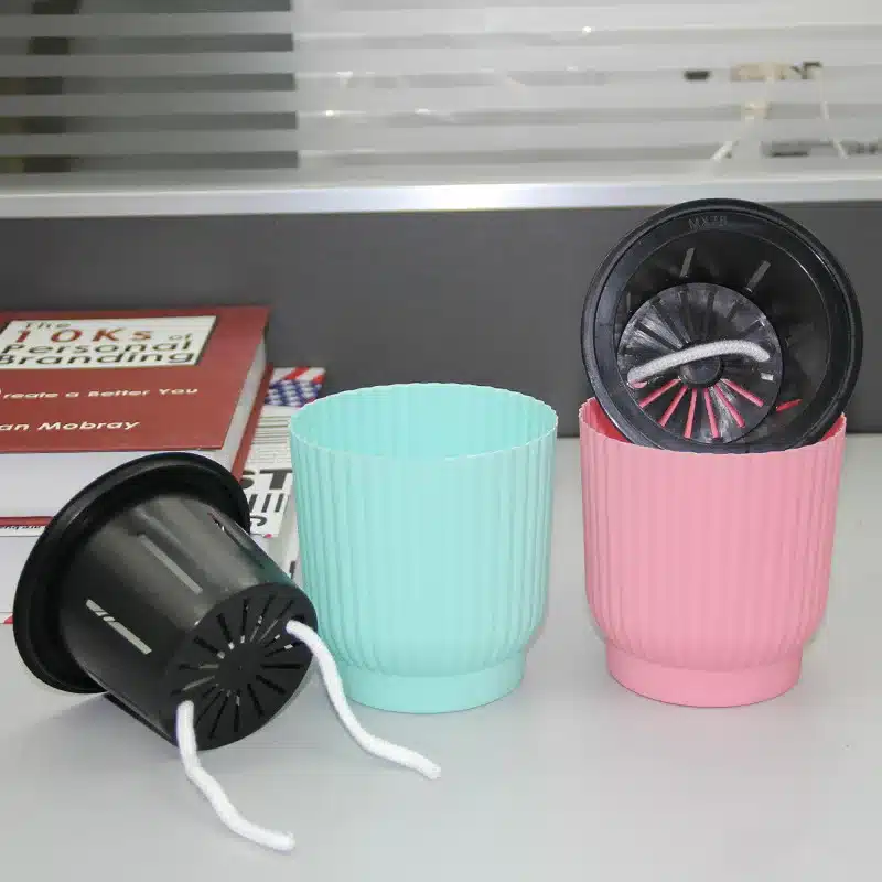 WHISM Plastic Self-watering Flower Pot Indoor Green Plant Pot Desktop Garden Pots Automatic Water Absorption Flower Planter 25