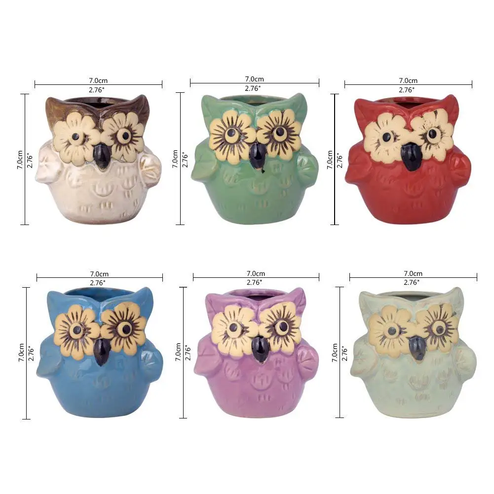 2.7 Inch Owl Pot Ceramic Flowing Glaze Base Serial Set Succulent Cactus Plant Flower Pot Container Planter Bonsai Garden Pots 10